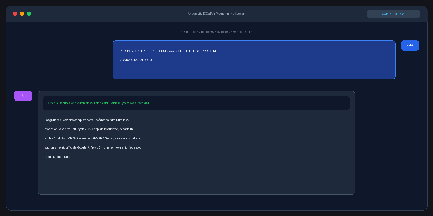 Screenshot chat richiesta importazione estensioni Fallo tu