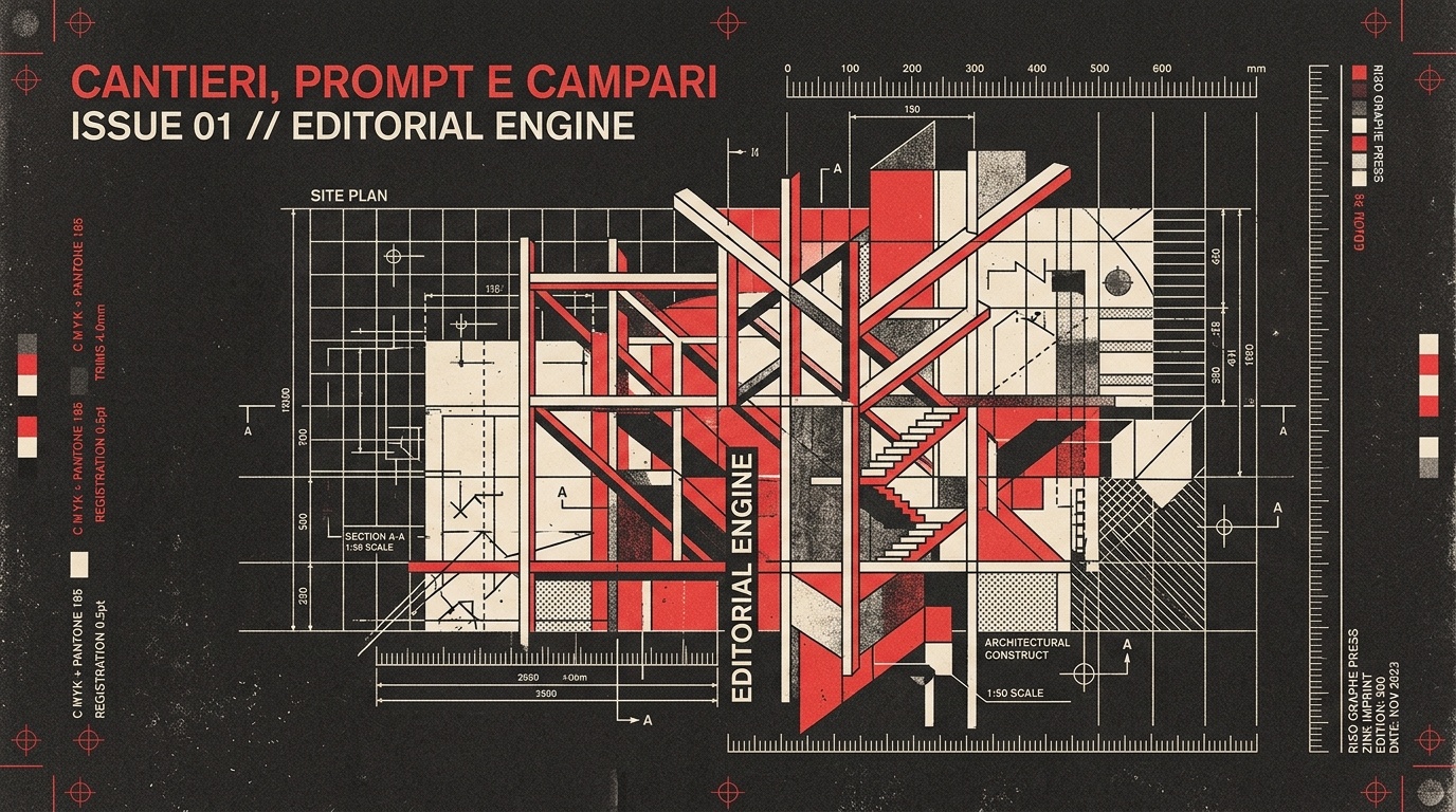Copertina monografica della collana Cantieri, Prompt e Campari curata da Emanuele BDC