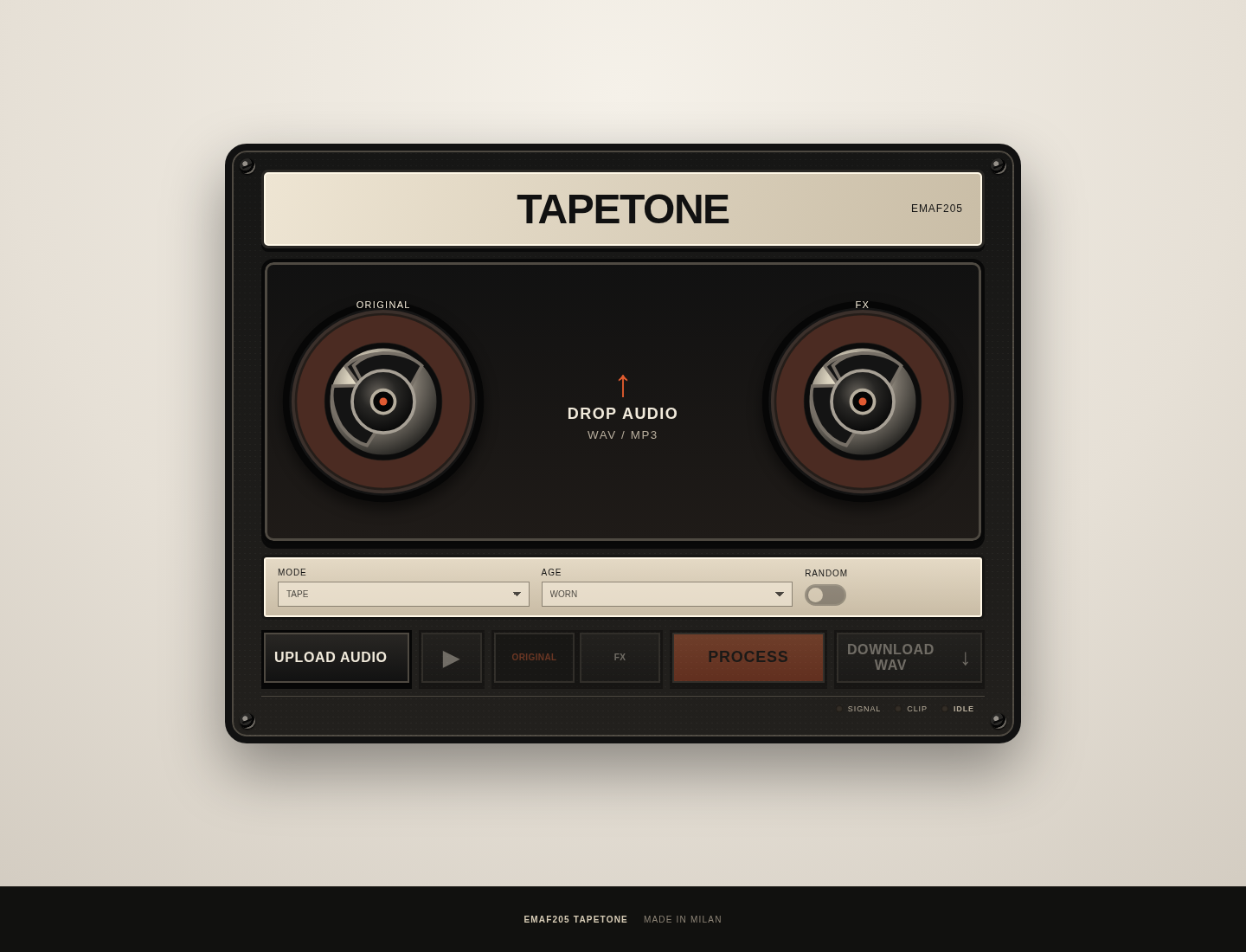 TAPETONE: Interfaccia del processore audio analogico Web Audio API nel browser
