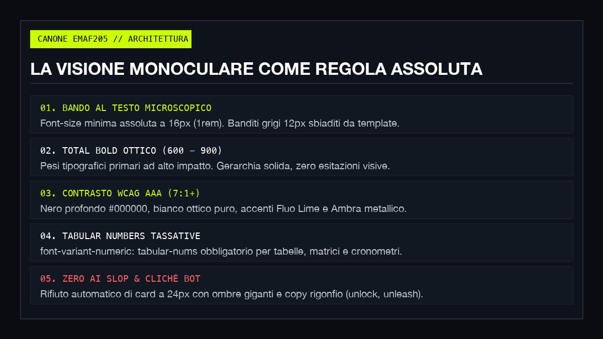 I principi del Canone Visivo EmaF205: Total Bold, contrasto totale e accessibilità reale
